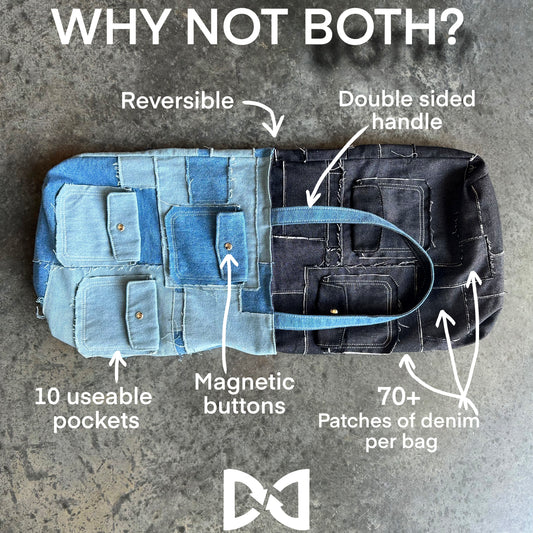 REVERSIBLE DENIM TOTE BAG